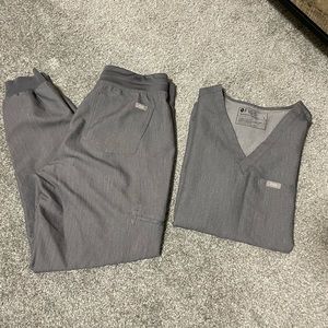 Lightly worn gray figs scrubs